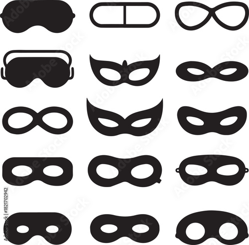 Assortment of Black Silhouette Masks and Eye Covers eye mask disguise