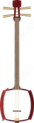 Illustrated representation of a traditional Japanese shamisen showcasing cultural music instrument