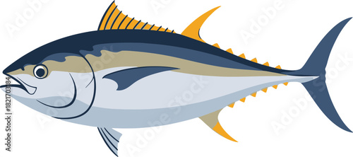 Isolated tuna illustration with vibrant colors and design, perfect for culinary or educational