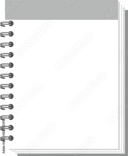 Minimalist black notepad vector with spiral binding ideal for graphic design projects