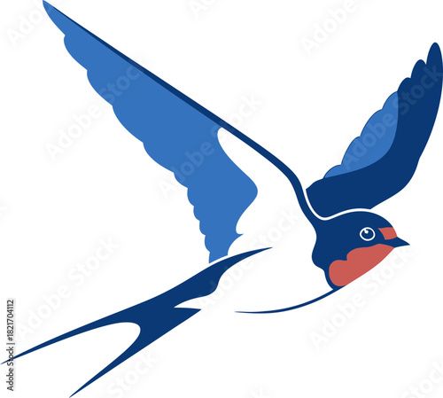 Stylized avian illustration featuring a dynamic swallow form against stark backdrop for creative