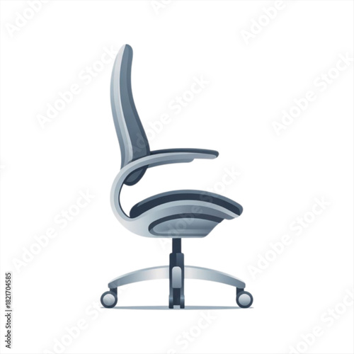 Modern ergonomic office chair with sleek design and swivel base on white background