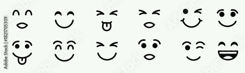 Wallpaper Mural Collection of simple cartoon faces expressing different emotions in black and white Torontodigital.ca