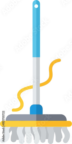 Vectorial flat design representing a cleaning mop with yellow details on a black background