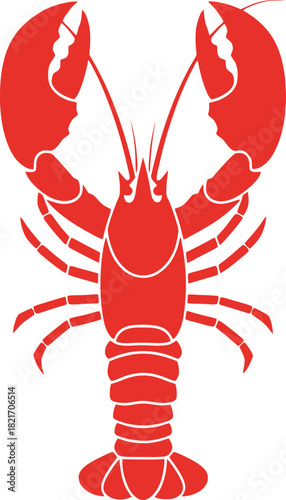 Bold crimson crustacean on stark backdrop evokes aquatic themes and culinary associations