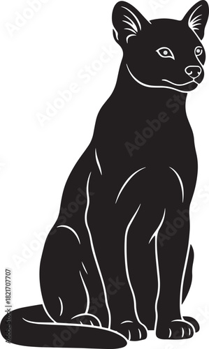 Elegant Black Cat Silhouette Sitting Gracefully Depicting Feline Beauty and Mystique in a Striking Vector Illustration for Animal Lovers
