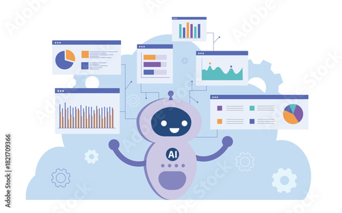 AI analyze data of insights and customer experience. Artificial Intelligence Technology helps analyze and manage business data. Analysis and Summary Report.