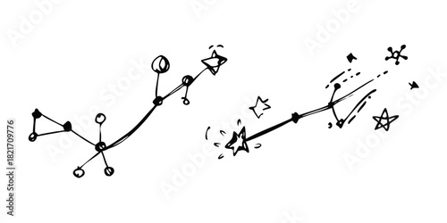 Hand Drawn Constellations with Stars and Celestial Elements