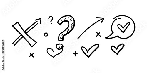 Hand drawn black doodle comic vector of a cat kitten