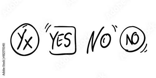 Green Checkmark and Red X Symbols on White Background