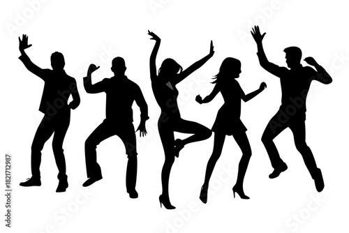 Energetic male dancers in dynamic poses dancing movement
