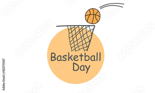 Hand drawn basketball day flat design illustration.