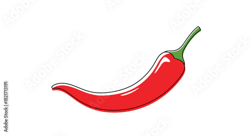 A vibrant red chili pepper, illustrated with a continuous line art style, stands out against a clean white background, symbolizing spice and flavor.