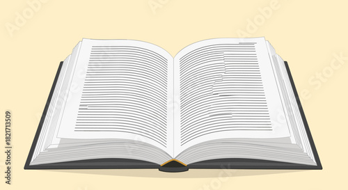 An open book with white lined pages against a light yellow background, representing education, knowledge, or storytelling.
