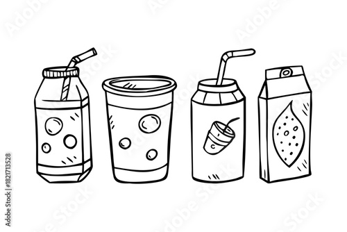 Doodle Style Soda Can With Straw drink beverage