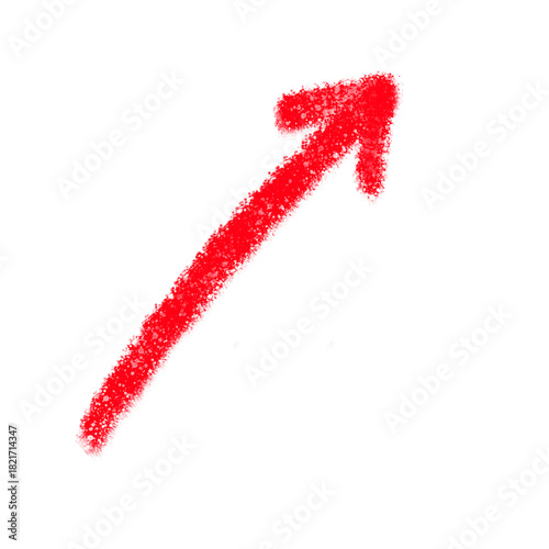 Red hand-drawn arrow pointing diagonally upwards and right, symbolizing growth, progress, and success on a transparent background