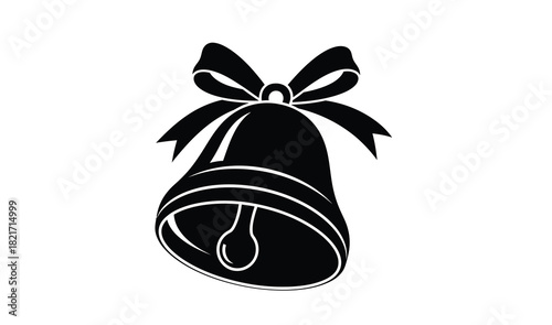 Festive bell with bow tie silhouette for holiday season greetings