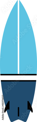 Minimalist depiction of a surfboard reflecting on water, creating a serene and calm ambiance