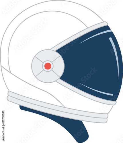 Stylized astronaut helmet illustration evokes space exploration and futuristic themes