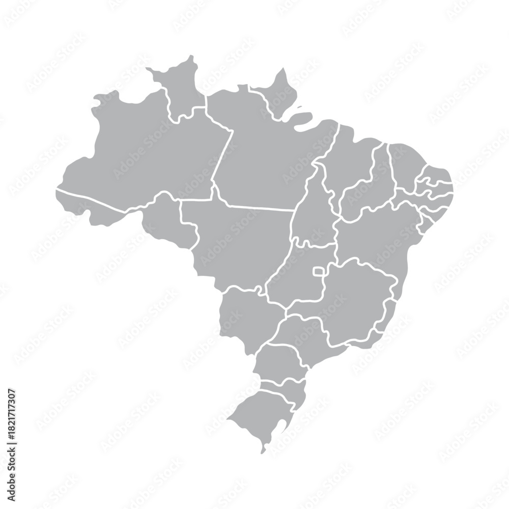Fototapeta premium Brazil Map with States - Vector Outline Silhouette