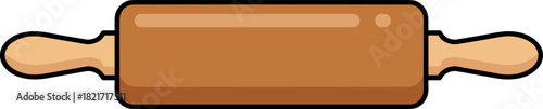 Stylized icon design of a wooden rolling pin for baking and pastry making needs