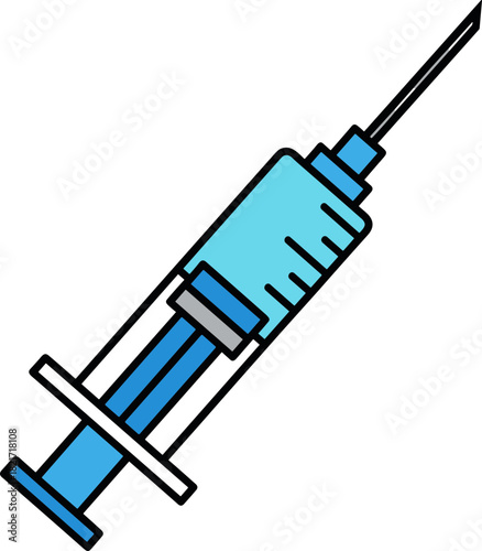 Syringe illustration showcasing healthcare treatment and vaccine delivery on dark backdrop