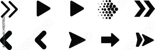 Adobe IlSet of black arrow icons for navigation and directional purposeslustrator Artwork