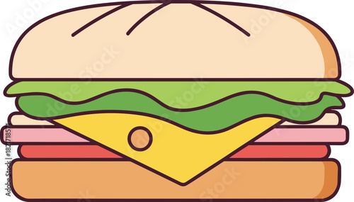 Vibrant sandwich illustration showcases fresh ingredients in a captivating way