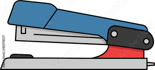 Vibrant stapler illustration on black backdrop demonstrating modern stationery aesthetics