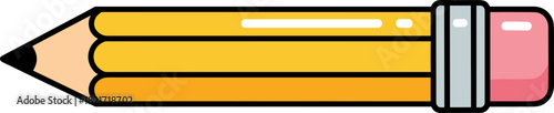 Vibrant vector illustration of a yellow pencil with eraser, symbolizing creativity and education