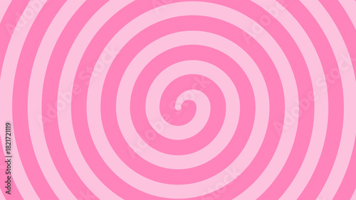 Candy swirl background with pink spiral pattern. Sweet lollipop cream texture in pastel colors. Retro radial design with hypnotic twist effect.
