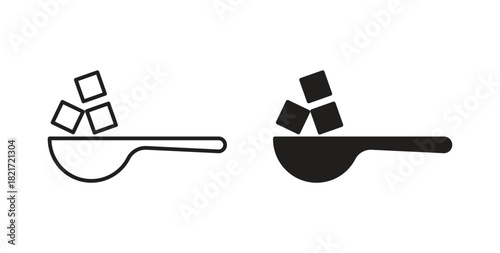 Sugar cubes spoon icon Isolated flat vector in outline collection on white background