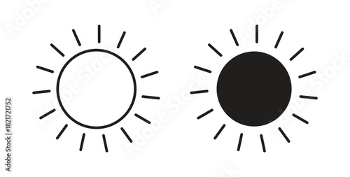 Sun icon Isolated flat vector in outline collection on white background
