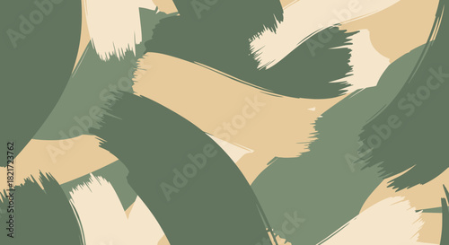 Abstract background with wide, expressive brushstrokes in muted green and beige tones.