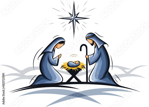 A Holy Night: The iconic depiction of the nativity scene, capturing the serene moments of faith and hope in the sacred moment.
