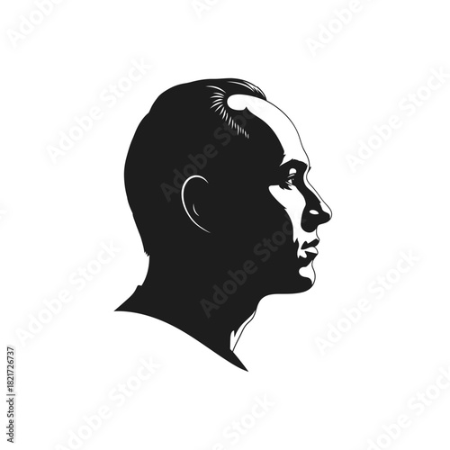Silhouette Minimalist Portrait of a Man in Profile Artistic Illustration