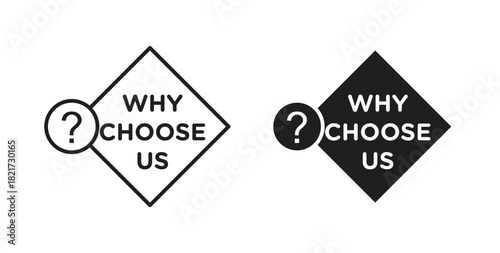 Why us icon Isolated flat vector in outline collection on white background