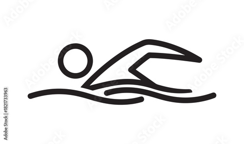 Stylized icon of a person swimming freestyle in water