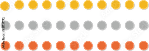 Set of Gold, Silver, and Bronze Medals, Flat Round Game Coins, Ranking Icons, or Achievement Tokens for Sports, Gaming, and Award Graphics.