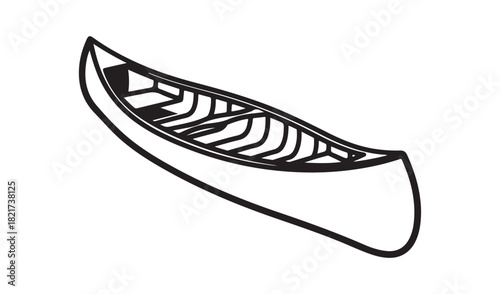 Hand drawn illustration of a canoe boat on a white background