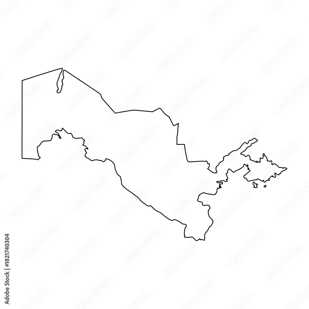 Obraz premium Uzbekistan outline map. Uzbekistan map vector. Uzbekistan map on white background