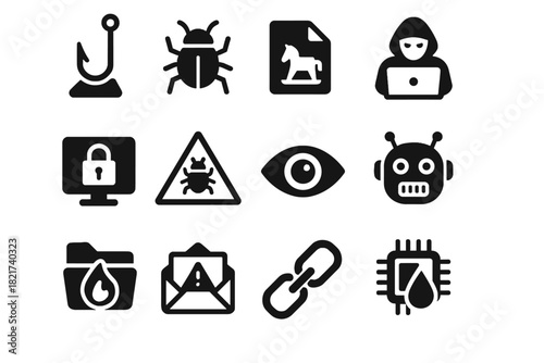 Threat malware phishing symbol breach icons cyber email icon vector attack fake