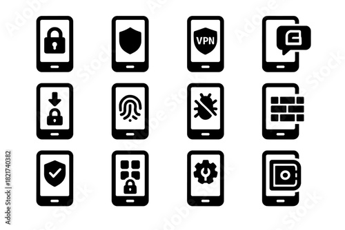 Security mobile screen icons download firewall vault login icon vpn vector app