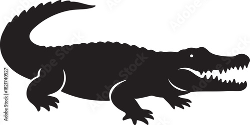 Crocodile silhouette isolated on white background