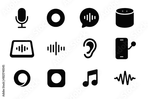 Bubble symbol sound smart voice command minimal virtual vector icon listening