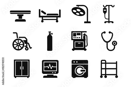 Table iv vector lamp stethoscope equipment icon icons oxygen monitor hospital cylinder