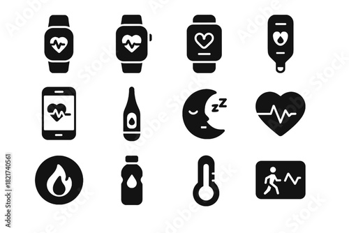 Health icon watch sleep icons modern smart device vector reminder digital tracker