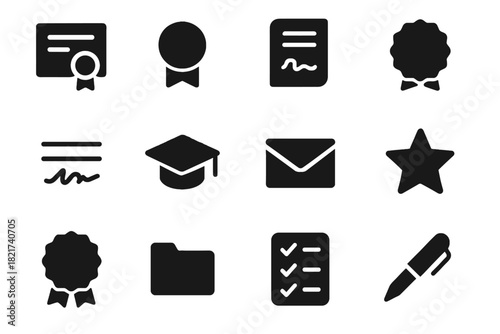 Icons star badge vector signature icon hat academic folder grid sheet diploma