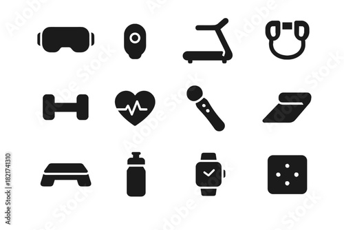 Vr controller treadmill tracker smartwatch vector platform mat fitness icon step sensor