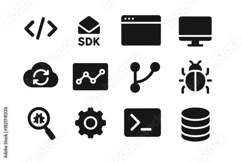 Monitor debug development window tool terminal gear code icon database vector vr